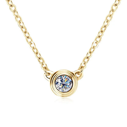 RAPRGOLD 3mm Moissanite Diamond Round Pendant Necklaces for Women 925 Sterling Silver Chains Wedding Fine Jewelry Gift Collares