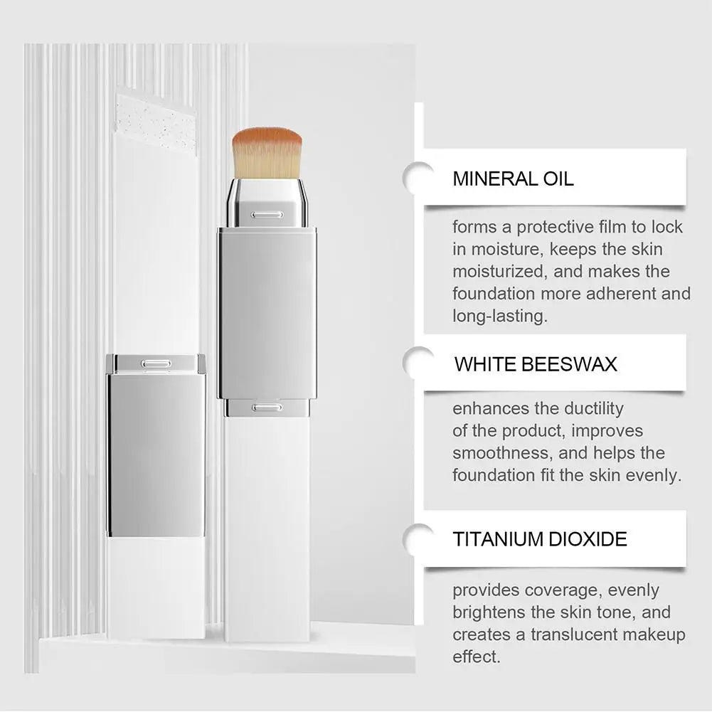 2 in 1 Color Changing Foundation Stick Smart Shade Adjusting Lightweight Creamy Formula Natural Matte Finish Buildable Coverage