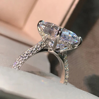Luxury 5 Carat Oval Cut Engagement Ring for Women Zircon Big Diamond 925 Sterling Silver Wedding Promise Ring 925 Bridal Jewelry
