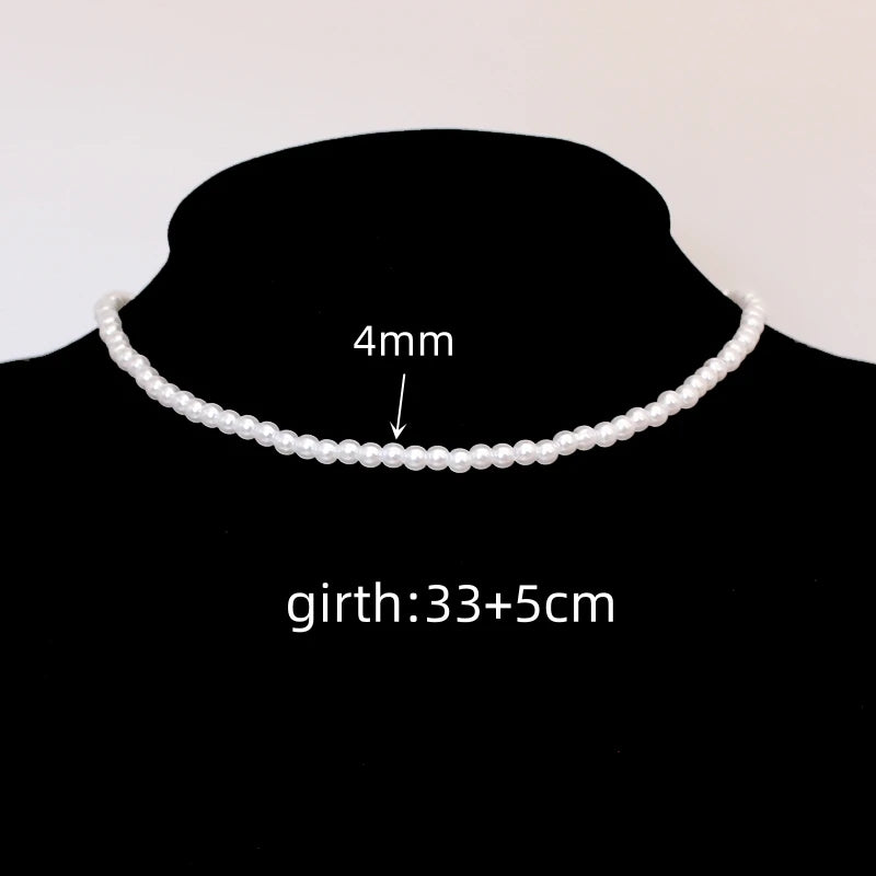 Trend 4-8mm White Pearl Chokers Necklace Clavicle Chain For Women Classic Elegant Wedding Neck Jewelry Love Pendant Gift