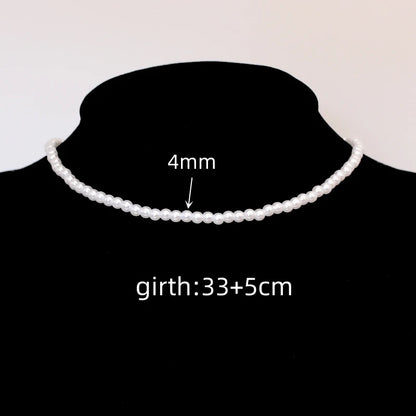 Trend 4-8mm White Pearl Chokers Necklace Clavicle Chain For Women Classic Elegant Wedding Neck Jewelry Love Pendant Gift