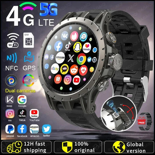 5G Full Netcom Android 9.0 4G Smart Watch 466*466 Amoled 1.43'' Screen Display GPS WIFI HD Video Call 5MP Camera Smartwatch Mans