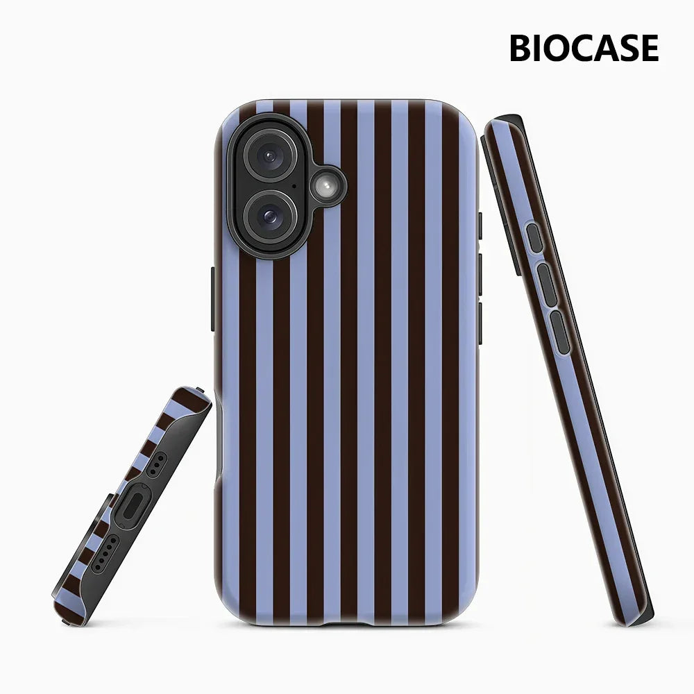 Contrasting Brown Blue Stripes Phone Case for iPhone