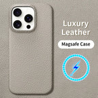 Cowhide Lychee Leather Phone Case for iPhone
