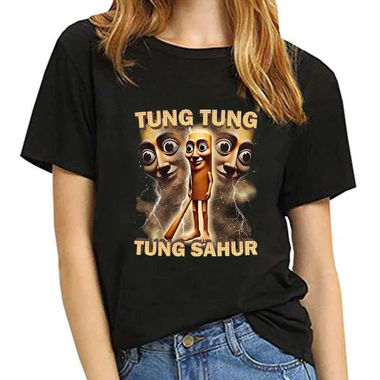 Tralalero Tralala Tung Tung Tung Sahur Tee Shirt Funny Italian Brainrot T-shirt Women Meme Short Sleeve Print Tshirt Clothes