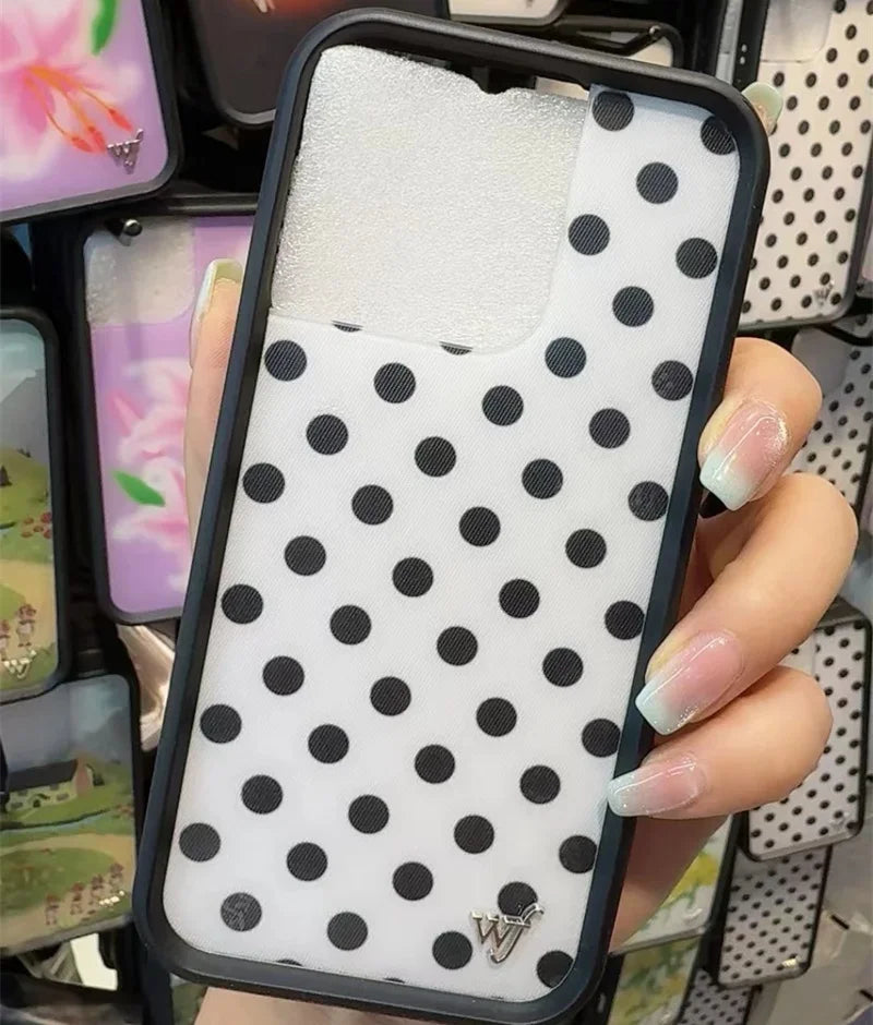 Wildflower 3D Cute Black white brown yellow Polka Dots Phone case For iPhone