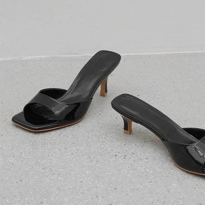 Summer New Slippers Women Trend Sexy Large Size Square Toe Thin Heels Shoes Ladies Casual Slippers Heel zapatos - Imbasat