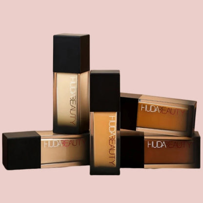 4PCS HUDA Base Makeup Set Foundation Lipsticks Eye Shadow Mascara Eye Lashes Brush Beauty Makeup Long-wearing Waterproof