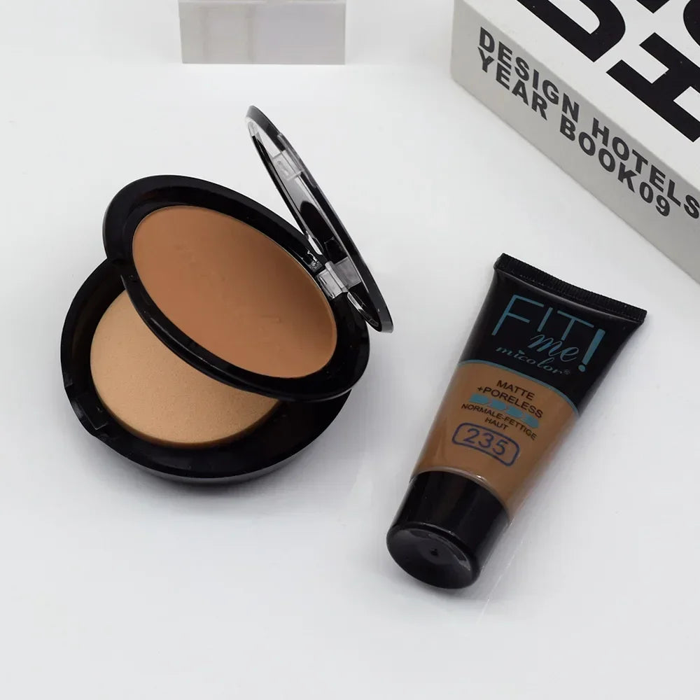 2 IN 1 Liquid Foundation Full Concealer Waterproof Base Cover Dark Circles Matte Black Skin Face Foundation Cream Makeup