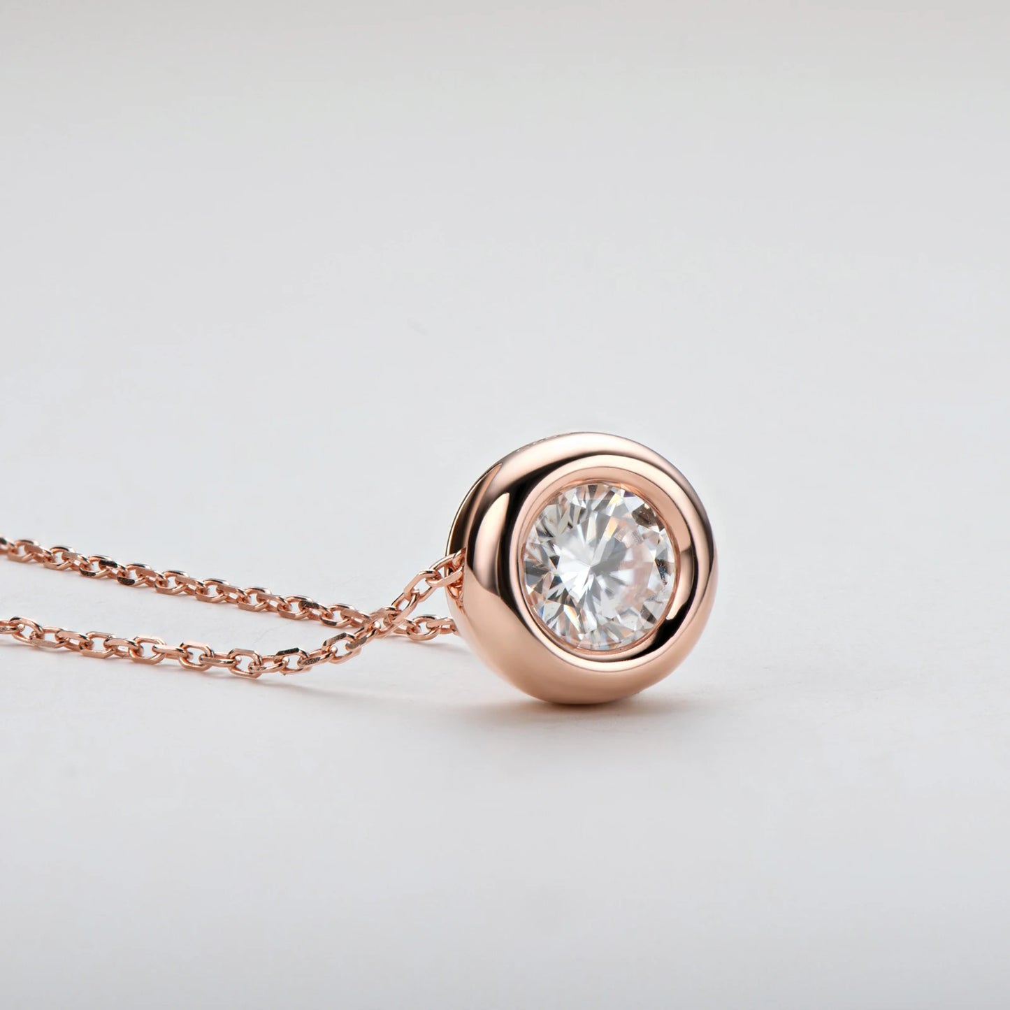 18K Yellow Rose Gold Plated 925 Silver 3CT 1-2CT 9mm Bezel Moissanite Pendant Necklace for Women Men Gift Birthday Anniversary
