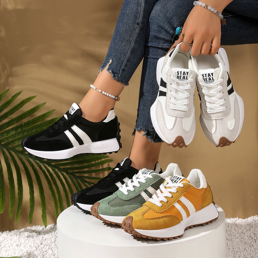 Fashionable New Style Elegant Lace Up Casual Shoes Women Spring/Autumn Round Toe Thick Sole Anti Slip Comfortable Sports Shoes
