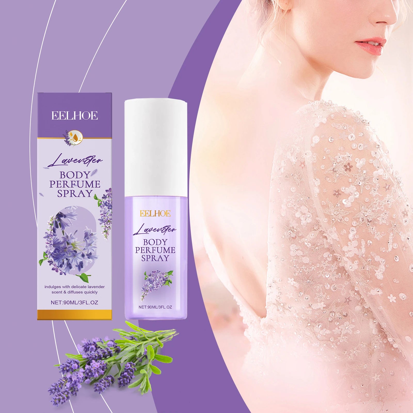 EELHOE Lavender Body Aromatherapy Spray Leaves Fragrance Lasting Lavender Fragrance Pleasant Fresh Flower Fragrance Spray