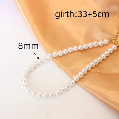 Trend 4-8mm White Pearl Chokers Necklace Clavicle Chain For Women Classic Elegant Wedding Neck Jewelry Love Pendant Gift