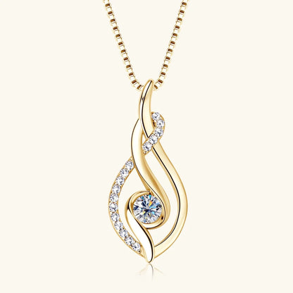 Anziw 925 Sterling Silver 4mm Round Moissanite Twist Pendant Necklace Gold Plated Sparking Diamond Party Jewelry for Women Gifts