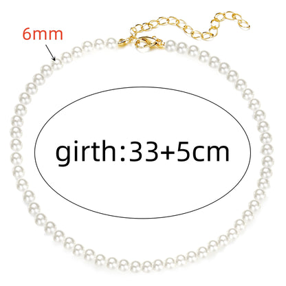 Trend 4-8mm White Pearl Chokers Necklace Clavicle Chain For Women Classic Elegant Wedding Neck Jewelry Love Pendant Gift