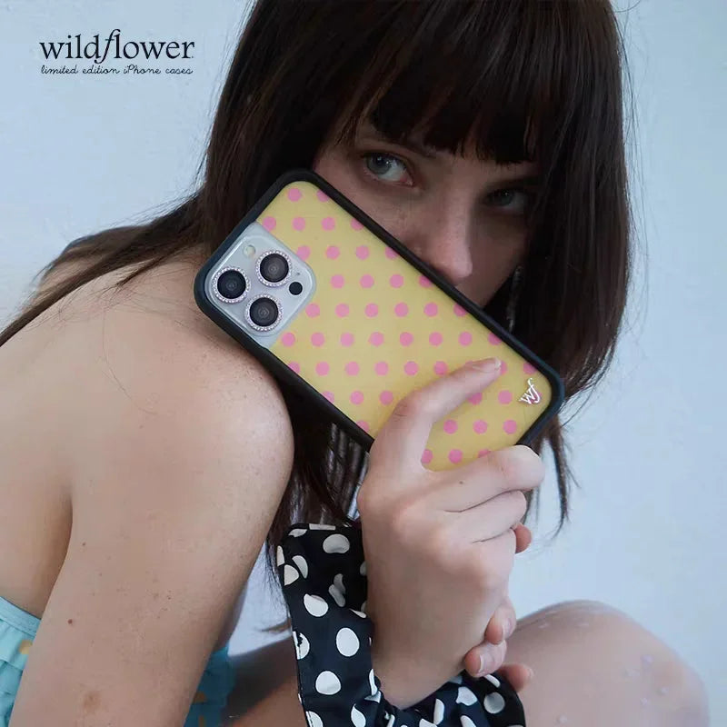 Wildflower 3D Cute Black white brown yellow Polka Dots Phone case For iPhone