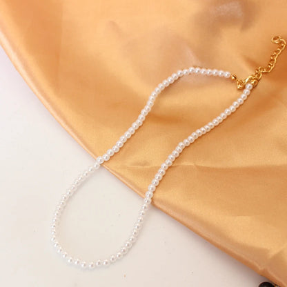 Trend 4-8mm White Pearl Chokers Necklace Clavicle Chain For Women Classic Elegant Wedding Neck Jewelry Love Pendant Gift