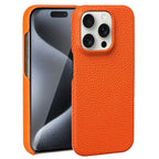 Cowhide Lychee Leather Phone Case for iPhone