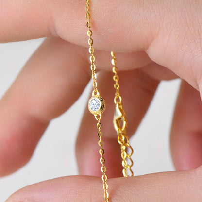 Lnngy 3mm 0.1ct Moissanite Diamond Necklace Bracelet Stud Earring For Women Simple Single Stone Earrings Bracelets Jewelry Set