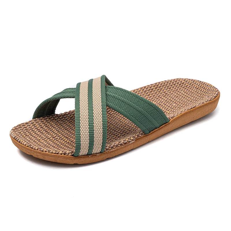 36-45 Flat Sandals Beach Slippers Summer Home Linen Lightweight Eva Non-Slip Slides For Men Women Indoor Outdoor Flip Flops - Imbasat