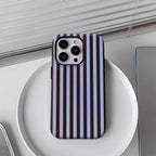 Contrasting Brown Blue Stripes Phone Case for iPhone