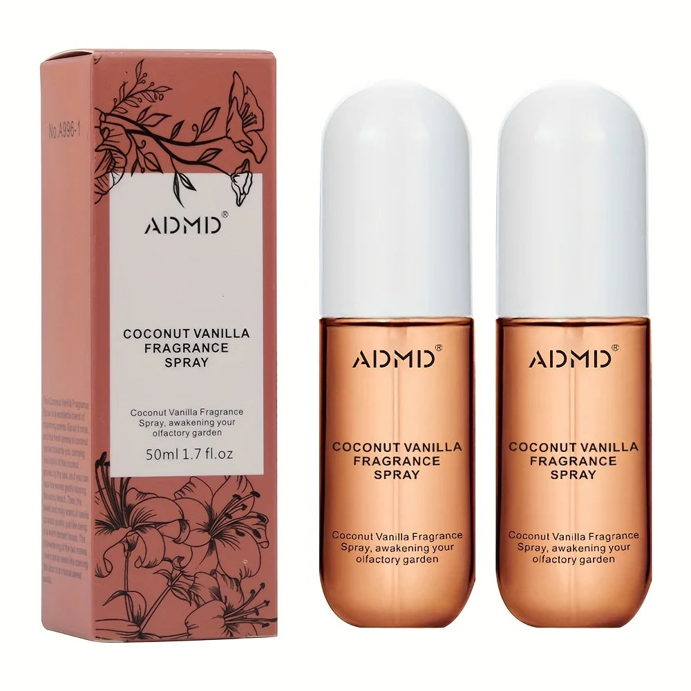 Set of 2 Coconut Perfume Sprays – Dual-Use Hair & Body Freshener with Long-Lasting Aroma, Compact & Travel-Ready Fragrance Spray