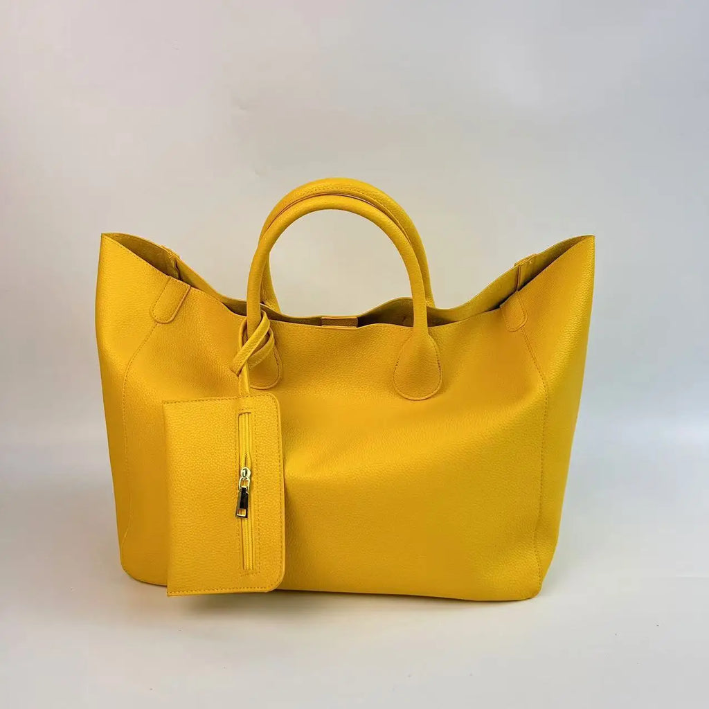 Ladies' fashionable vegan leather oversized handbag with large capacity, simple and versatile shopping bag