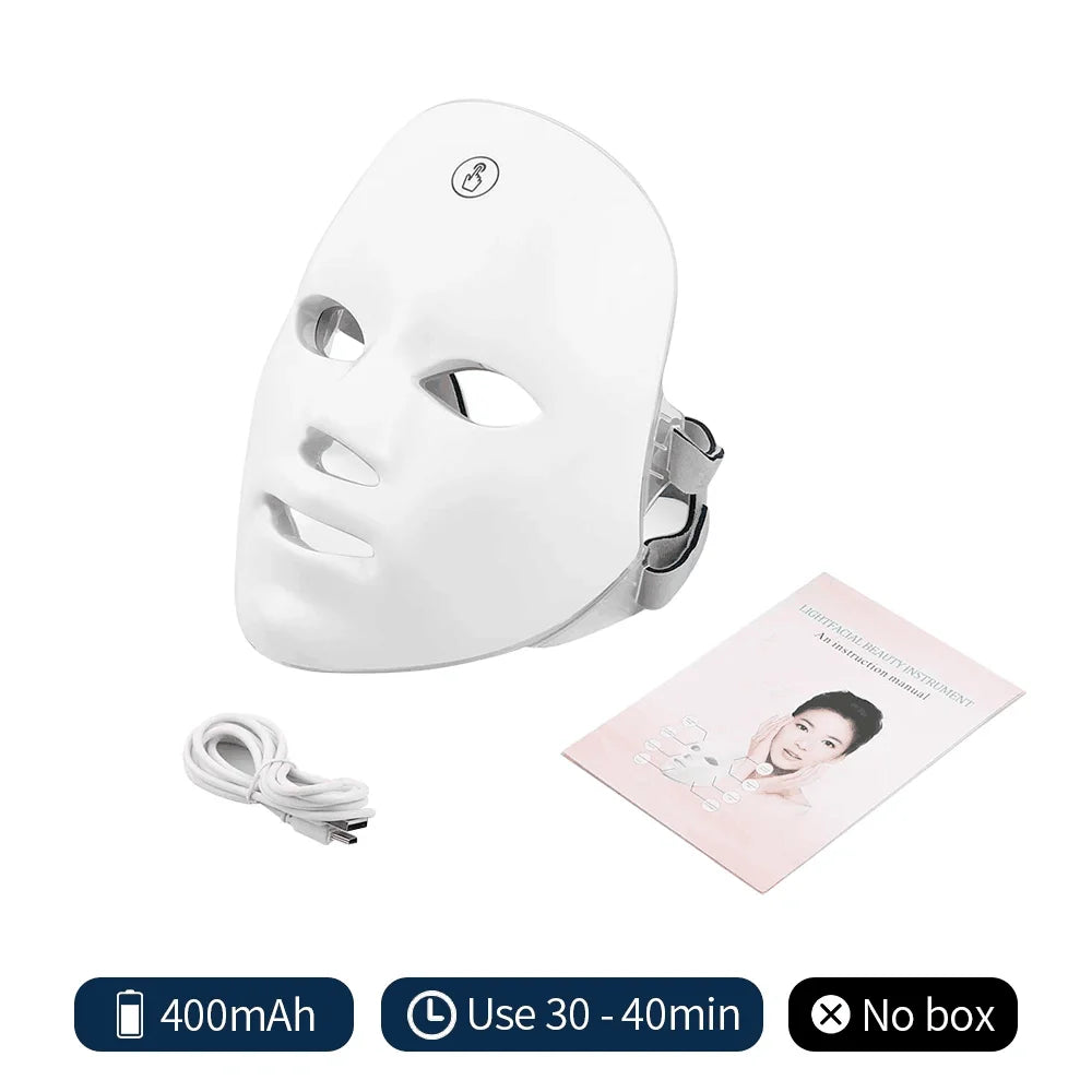 Rechargeable Facial LED Mask 7 Colors LED Photon Therapy Skin Rejuvenation