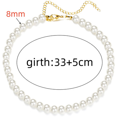 Trend 4-8mm White Pearl Chokers Necklace Clavicle Chain For Women Classic Elegant Wedding Neck Jewelry Love Pendant Gift