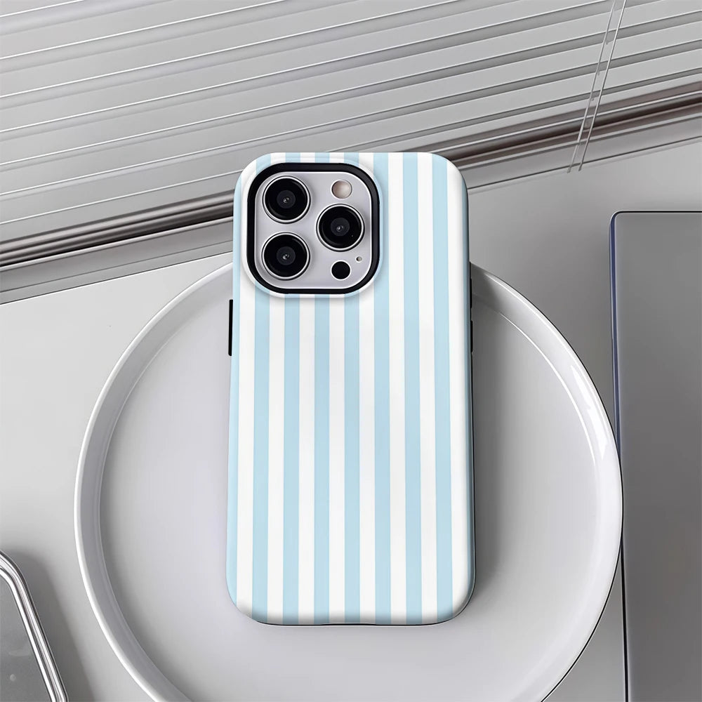 Light Blue White Vertical Stripes Phone Case for IPhone