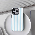 Light Blue White Vertical Stripes Phone Case for IPhone