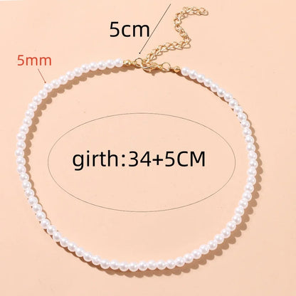 Trend 4-8mm White Pearl Chokers Necklace Clavicle Chain For Women Classic Elegant Wedding Neck Jewelry Love Pendant Gift