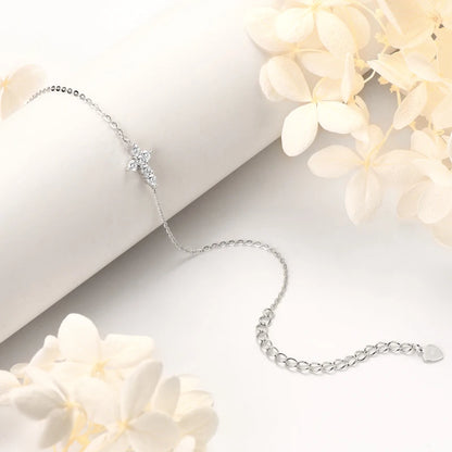 Anziw Real Moissanite Cross Bracelet 100% 925 Silver Adjustable Chain Bracelets for Women and Men Charm Jewelry Christmas Gifts