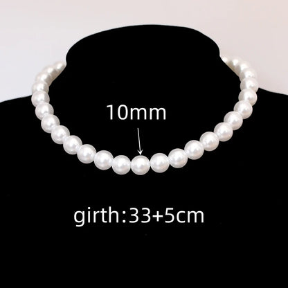 Trend 4-8mm White Pearl Chokers Necklace Clavicle Chain For Women Classic Elegant Wedding Neck Jewelry Love Pendant Gift
