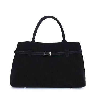 Buckle Decorative Design Solid Faux Suede Handbag Large Capacity Hasp Casual Tote 2024 Hot Sale Bags for Women Bolsas Femininas - Imbasat