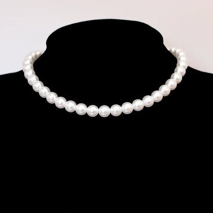 Trend 4-8mm White Pearl Chokers Necklace Clavicle Chain For Women Classic Elegant Wedding Neck Jewelry Love Pendant Gift