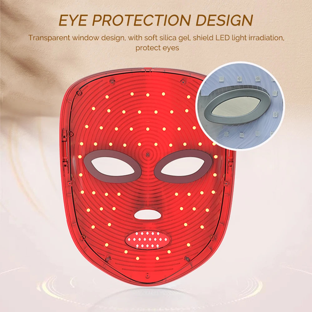 LED Facial Mask Light Therapy Red Light Facial Mask Anti-Aging Rejuvenation