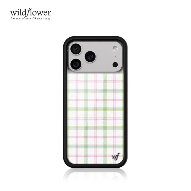 Ins Pink green grid Phone Case For iPhone