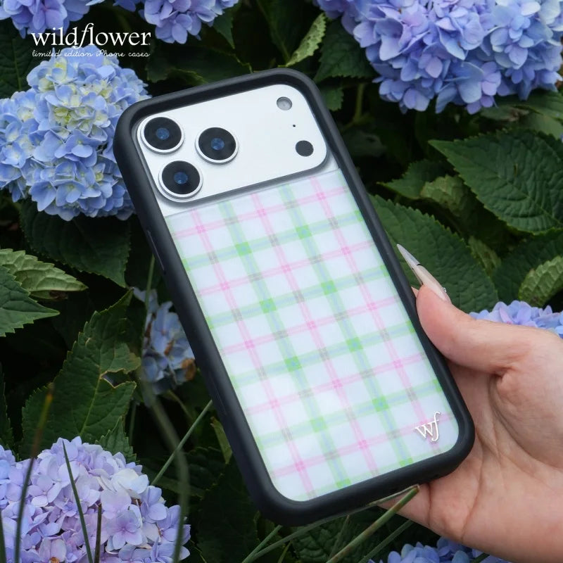 Ins Pink green grid Phone Case For iPhone