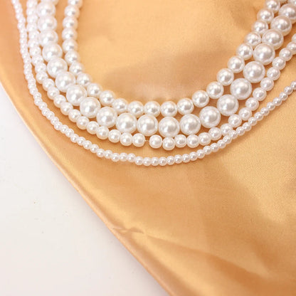 Trend 4-8mm White Pearl Chokers Necklace Clavicle Chain For Women Classic Elegant Wedding Neck Jewelry Love Pendant Gift
