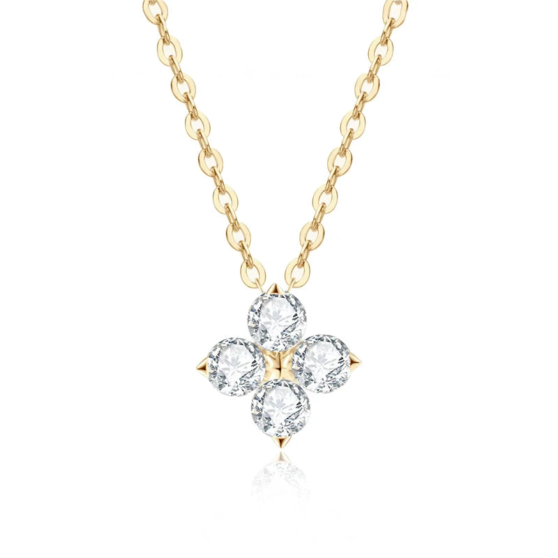 OEVAS 100% 925 Sterling Silver 0.4CT Moissanite Diamond Pendant Necklace For Women Sparkling Clavicle Chain Party Fine Jewelry