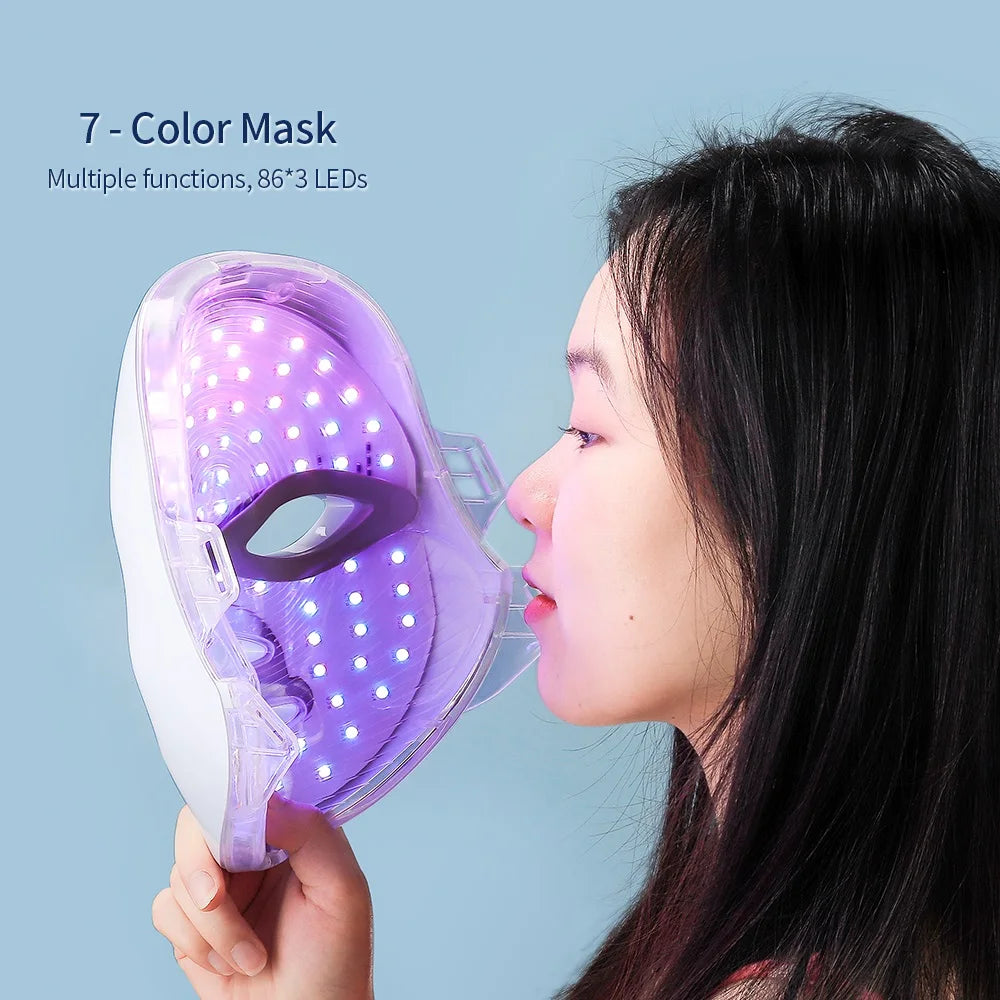 Rechargeable Facial LED Mask 7 Colors LED Photon Therapy Skin Rejuvenation