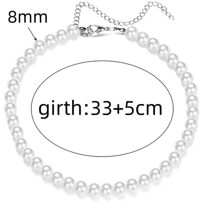 Trend 4-8mm White Pearl Chokers Necklace Clavicle Chain For Women Classic Elegant Wedding Neck Jewelry Love Pendant Gift