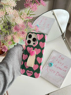 Chic Pink Hearts 3D Ring strap Case for iPhone