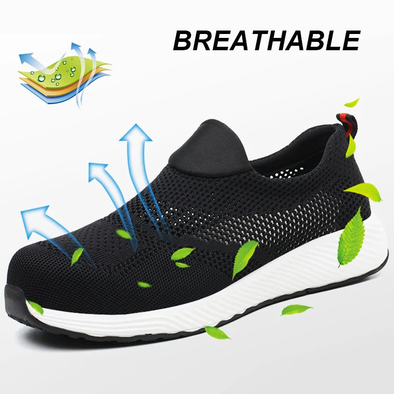 Mesh Lightweight Work Sneakers Steel Toe Men Women Work Safety Shoes Breathable