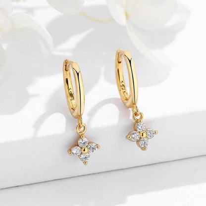 925 Sterling Silver Zircon Flower Pendant Drop Earrings For Women Simple Exquisite Student Girlfriend Fine Jewelry Gifts - Imbasat
