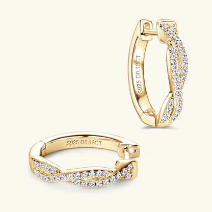 Anziw Infinity Eternity Earrings 925 Sterling Silver 1mm Moissanite Twisted Hoop Earrings for Women 2024 Jewelry New Trendy Gift