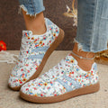 New Women's Floral Sport Shoes Comfortable Breathable Single Shoes Outsole Round Toe Casual Style Female Lightweight Sneakers