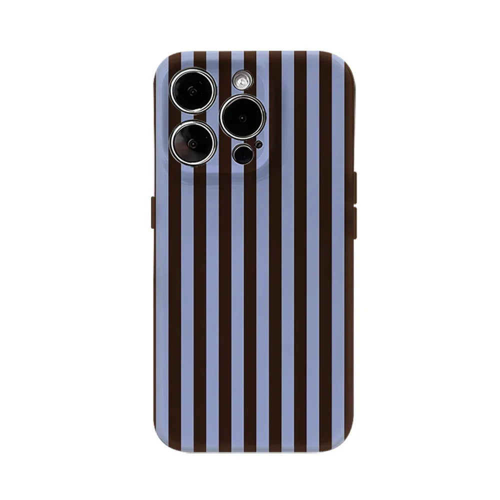 Contrasting Brown Blue Stripes Phone Case for iPhone