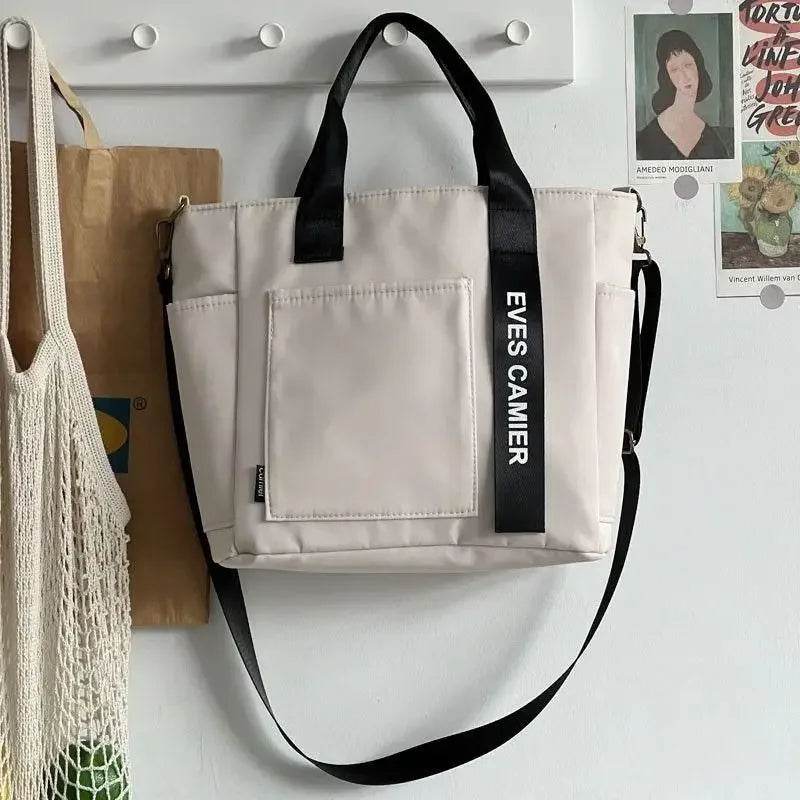 2024 New Casual Tote Large Capacity Shoulder Bag Nylon Waterproof Canvas Handbag Simple Fashion Messenger Bags For Schoolgirl - Imbasat